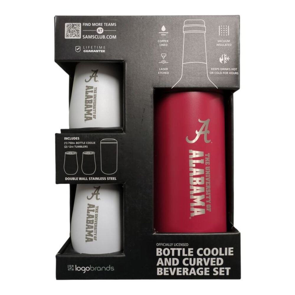 Logo Brands NCAA Stainless Steel Wine Chiller and Tumbler Set - Alabama